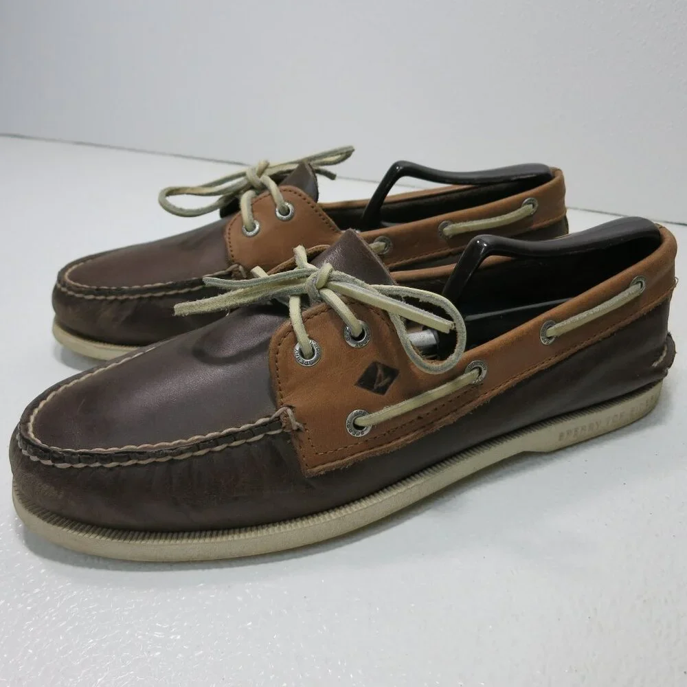 Sperry Top-Sider Two Tone Polish Leather Comfort Deck Boat Shoes Footwear 11 M